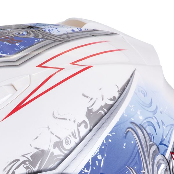 Scorpion Exo 491 Run White Blue + Kit bluetooth Exo-Com Link-1