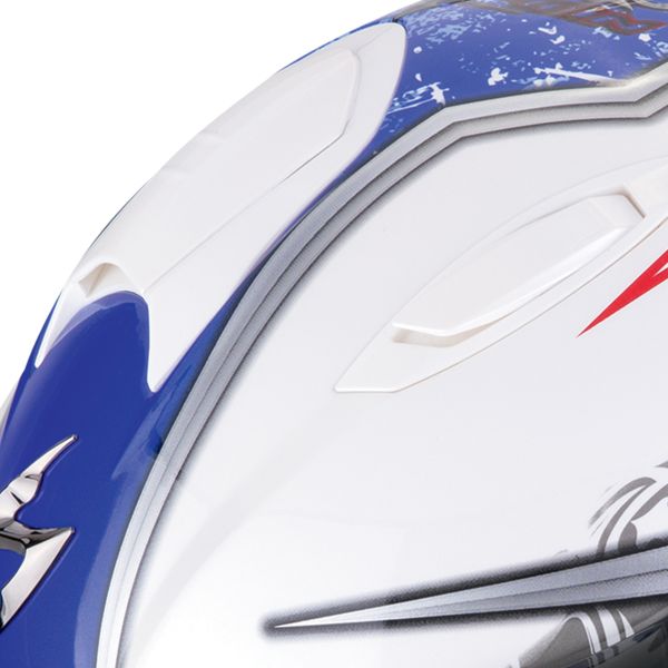 Scorpion Exo 491 Run White Blue + Kit bluetooth Exo-Com Link-1