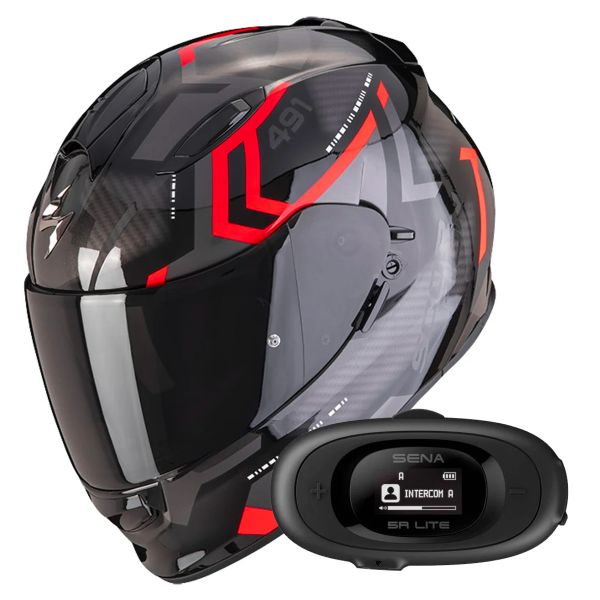 Casque Integral Scorpion Exo 491 Spin Black Red + Kit bluetooth 5R Lite