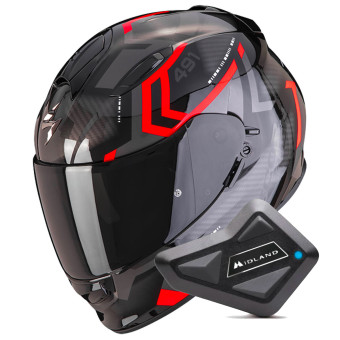 Casque Integral Scorpion Exo 491 Spin Black Red + Kit Bluetooth BT Mini