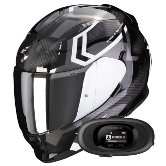 Casque Integral Scorpion Exo 491 Spin Black White + Kit bluetooth 5R Lite Solo