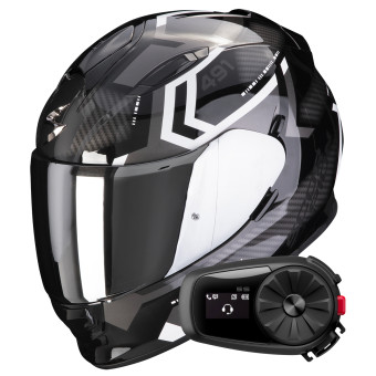 Casque Integral Scorpion Exo 491 Spin Black White + Kit Bluetooth 5S Solo