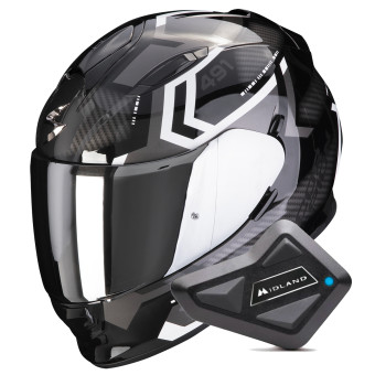 Casque Integral Scorpion Exo 491 Spin Black White + Kit Bluetooth BT Mini