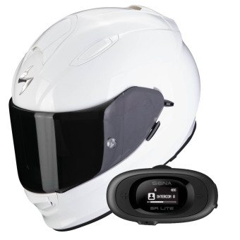 Casque Integral Scorpion Exo 491 White + Kit bluetooth 5R Lite Casque Integral Scorpion Exo 491 White + Kit bluetooth 5R Lite