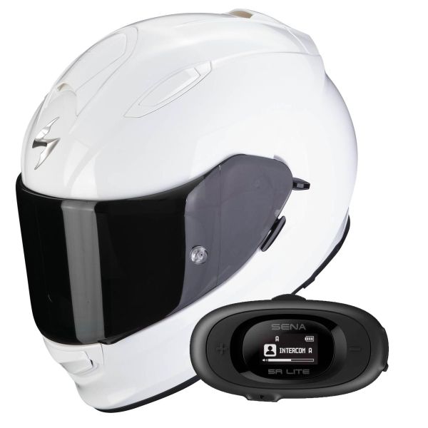 Casque Integral Scorpion Exo 491 White + Kit bluetooth 5R Lite