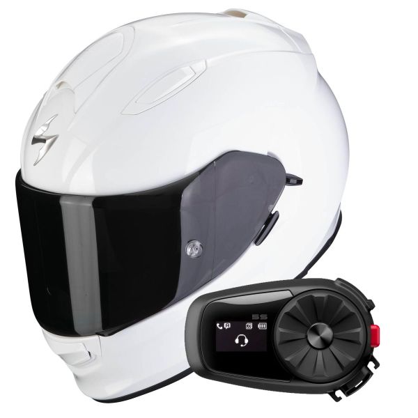Casque Integral Scorpion Exo 491 White + Kit Bluetooth 5S