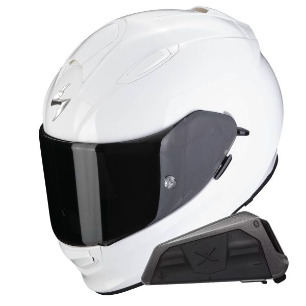 Casque Integral Scorpion Exo 491 White + Kit bluetooth Exo-Com Link-1