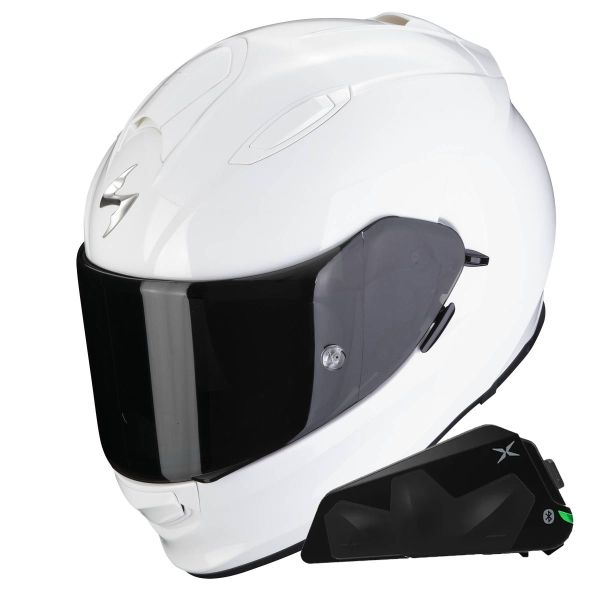 Casque Integral Scorpion Exo 491 White + Kit bluetooth Exo-Com Link-1C