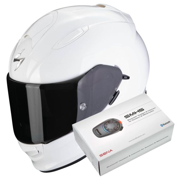 Casque Integral Scorpion Exo 491 White + Kit Bluetooth SMH5 Casque Integral Scorpion Exo 491 White + Kit Bluetooth SMH5