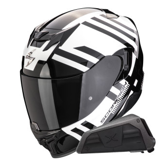 Casque Integral Scorpion Exo 520 Evo Air Banshee Pearl White Black + Kit bluetooth Exo-Com Link-1