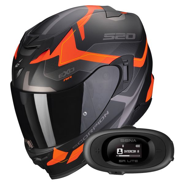 Casque Integral Scorpion Exo 520 Evo Air Elan Matt Black Orange + Kit bluetooth 5R Lite