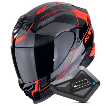 Casque Integral Scorpion Exo 520 Evo Air Lena Black Red + Kit Bluetooth BT Mini