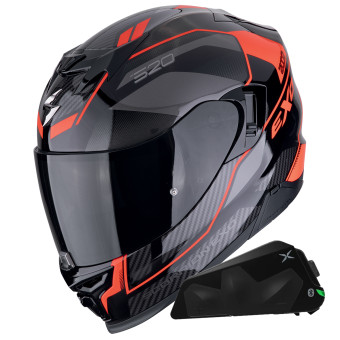 Casque Integral Scorpion Exo 520 Evo Air Lena Black Red + Kit bluetooth Exo-Com Link-1C