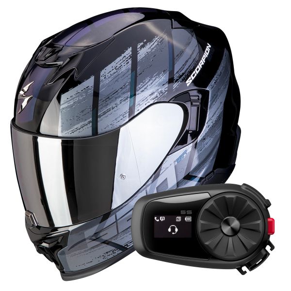 Casque Integral Scorpion Exo 520 Evo Air Maha Black Chameleon + Kit Bluetooth 5S