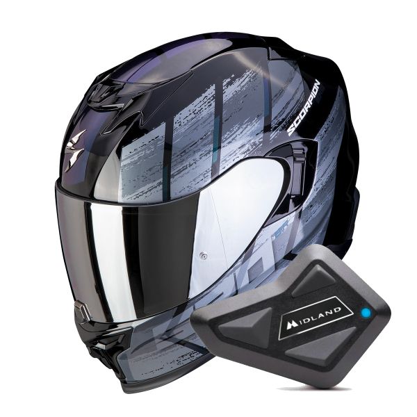 Casque Integral Scorpion Exo 520 Evo Air Maha Black Chameleon + Kit Bluetooth BT Mini