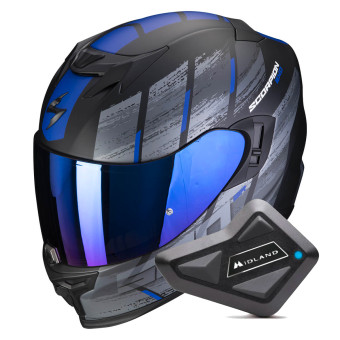 Casque Integral Scorpion Exo 520 Evo Air Maha Matt Black Blue + Kit Bluetooth BT Mini