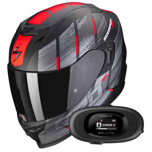Casque Integral Scorpion Exo 520 Evo Air Maha Matt Black Red + Kit bluetooth 5R Lite