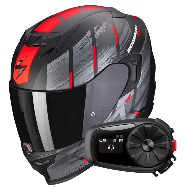 Casque Integral Scorpion Exo 520 Evo Air Maha Matt Black Red + Kit Bluetooth 5S