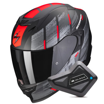 Casque Integral Scorpion Exo 520 Evo Air Maha Matt Black Red + Kit Bluetooth BT Mini