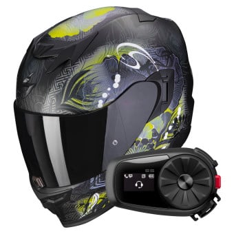 Casque Integral Scorpion Exo 520 Evo Air Melrose Matt Black Yellow + Kit Bluetooth 5S