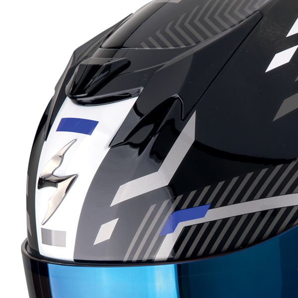 Scorpion Exo 520 Evo Air Ranka Black White Blue + Kit bluetooth Exo-Com Link-1C