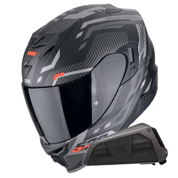 Casque Integral Scorpion Exo 520 Evo Air Ranka Matt Black Red + Kit bluetooth Exo-Com Link-1