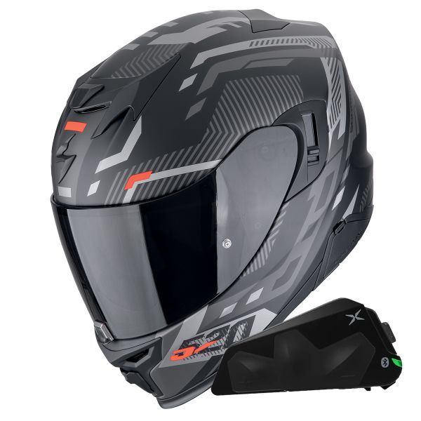 Casque Integral Scorpion Exo 520 Evo Air Ranka Matt Black Red + Kit bluetooth Exo-Com Link-1C