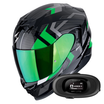 Casque Integral Scorpion Exo 520 Evo Air Sensus Black Green + Kit bluetooth 5R Lite Casque Integral Scorpion Exo 520 Evo Air Sensus Black Green + Kit bluetooth 5R Lite