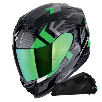 Casque Integral Scorpion Exo 520 Evo Air Sensus Black Green + Kit bluetooth Exo-Com Link-1C Casque Integral Scorpion Exo 520 Evo Air Sensus Black Green + Kit bluetooth Exo-Com Link-1C