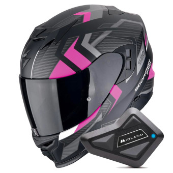 Casque Integral Scorpion Exo 520 Evo Air Sensus Matt Black Pink + Kit Bluetooth BT Mini