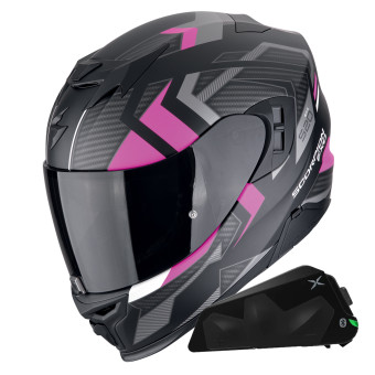 Casque Integral Scorpion Exo 520 Evo Air Sensus Matt Black Pink + Kit bluetooth Exo-Com Link-1C