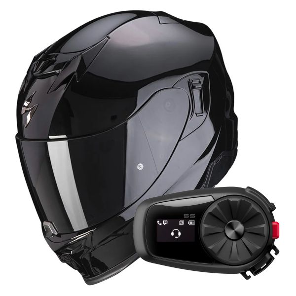Casque Integral Scorpion Exo 520 Evo Air Solid Black + Kit Bluetooth 5S
