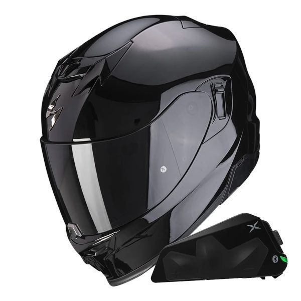 Casque Integral Scorpion Exo 520 Evo Air Solid Black + Kit bluetooth Exo-Com Link-1C