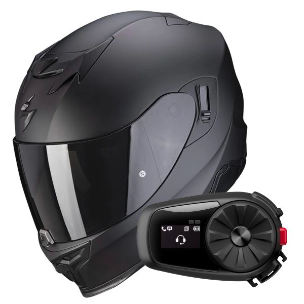Casque Integral Scorpion Exo 520 Evo Air Solid Matt Black + Kit Bluetooth 5S