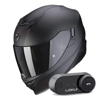 Casque Integral Scorpion Exo 520 Evo Air Solid Matt Black + Kit Bluetooth Lokui K30