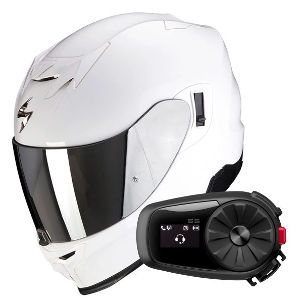 Casque Integral Scorpion Exo 520 Evo Air Solid White + Kit Bluetooth 5S