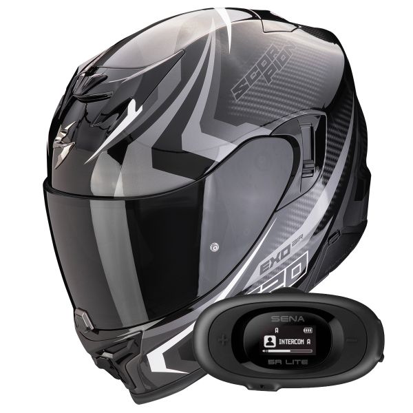 Casque Integral Scorpion Exo 520 Evo Air Terra Black Silver White + Kit bluetooth 5R Lite