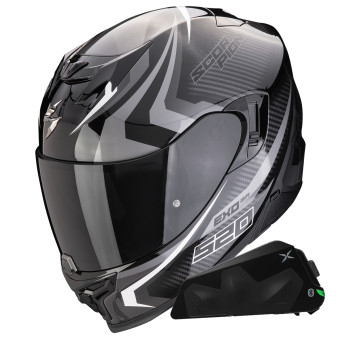 Casque Integral Scorpion Exo 520 Evo Air Terra Black Silver White + Kit bluetooth Exo-Com Link-1C