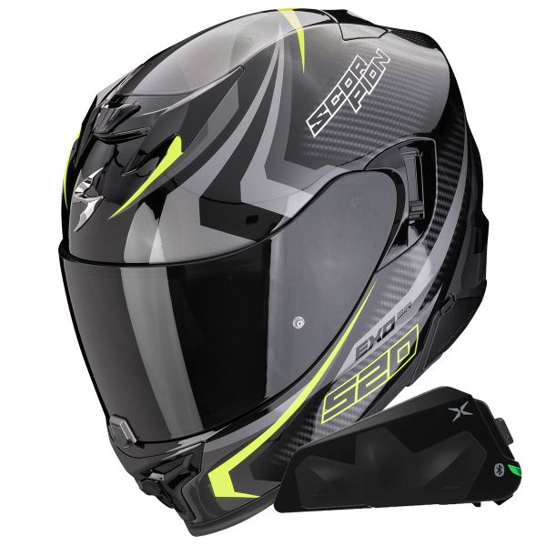 Casque Integral Scorpion Exo 520 Evo Air Terra Black Yellow Fluo + Kit bluetooth Exo-Com Link-1C