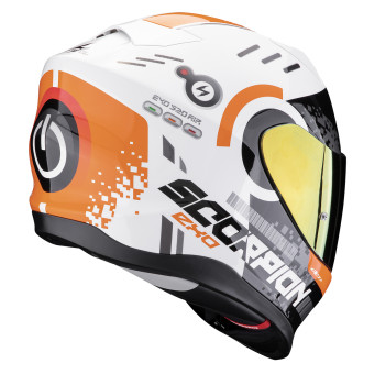 Scorpion Exo 520 Evo Air Titan White Orange + Kit bluetooth Exo-Com Link-1