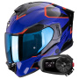 Casque Integral Scorpion Exo 530 Air Clip Blue Black Red + Kit Bluetooth 5S Solo