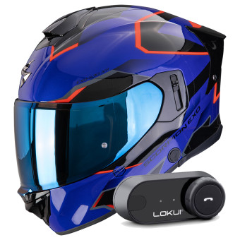 Casque Integral Scorpion Exo 530 Air Clip Blue Black Red + Kit Bluetooth Lokui K30 Casque Integral Scorpion Exo 530 Air Clip Blue Black Red + Kit Bluetooth Lokui K30