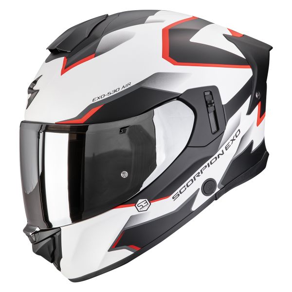 Casque Integral Scorpion Exo 530 Air Clip Matt White Black Red Casque Integral Scorpion Exo 530 Air Clip Matt White Black Red