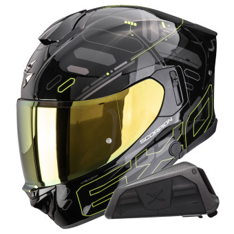 Casque Integral Scorpion Exo 530 Air Fond Black Neon Yellow + Kit bluetooth Exo-Com Link-1