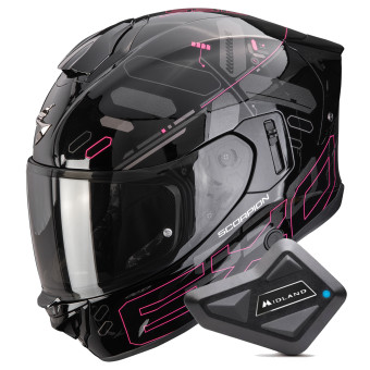 Casque Integral Scorpion Exo 530 Air Fond Black Pink + Kit Bluetooth BT Mini