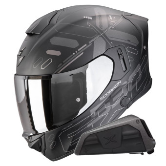 Casque Integral Scorpion Exo 530 Air Fond Matt Black Silver + Kit bluetooth Exo-Com Link-1
