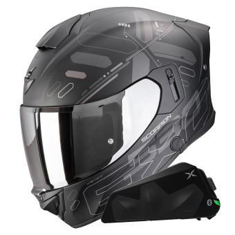 Casque Integral Scorpion Exo 530 Air Fond Matt Black Silver + Kit bluetooth Exo-Com Link-1C