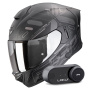 Casque Integral Scorpion Exo 530 Air Fond Matt Black Silver + Kit Bluetooth Lokui K30