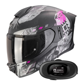 Casque Integral Scorpion Exo 530 Air Hadji Matt Black Pink + Kit bluetooth 5R Lite Casque Integral Scorpion Exo 530 Air Hadji Matt Black Pink + Kit bluetooth 5R Lite