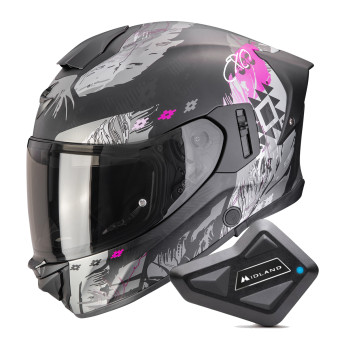 Casque Integral Scorpion Exo 530 Air Hadji Matt Black Pink + Kit Bluetooth BT Mini